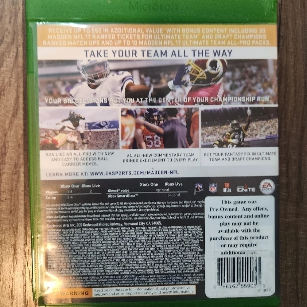 Madden Nfl 17- For Xboxone Console Excellent Like New Condition With No F…